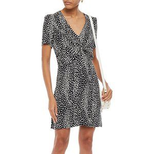 MAJE Twist-front Leopard-jacquard Mini Dress NEW